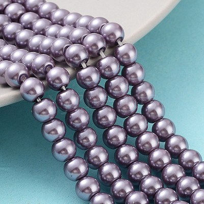 Eco-Friendly Dyed Glass Pearl Round Beads Strands HY-A008-6mm-RB116-1