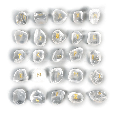 Natural Quartz Crystal Rune Stones PW-WGED742-01-1