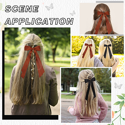Big Bowknot Polyester Alligator Hair Clips AJEW-CP0008-42B-02-1