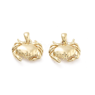 Crab Rack Plating Brass Charms KK-G512-15G-1