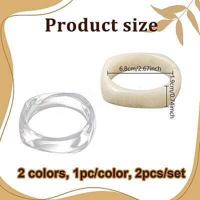 2Pcs 2 Colors Imitation Marble Acrylic Bangle for Women BJEW-HY0002-04B-1