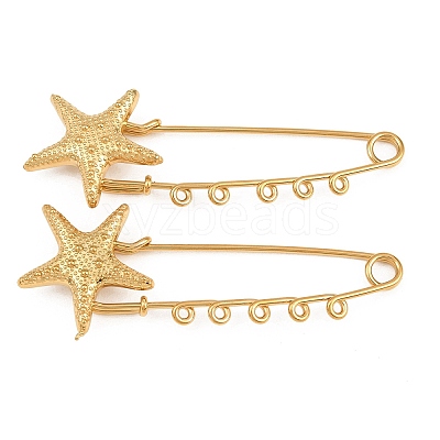 Starfish 304 Stainless Steel Safety Pins Brooch Findings SA-CBA098D-16B-G05-1