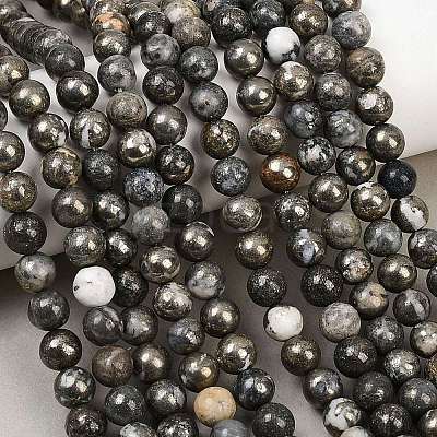 Natural Pyrite Beads Strands G-G839-01-8mm-1