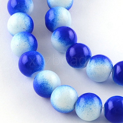 Two-Color Baking Paint Glass Bead Strands DGLA-R050-8mm-31-1