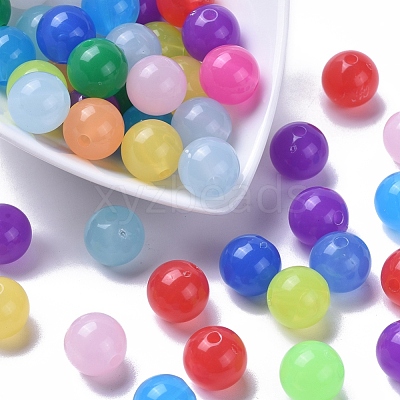 Imitation Jade Acrylic Beads SACR-S188-14mm-M-1