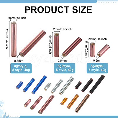 120G 15 Styles Glass Bugle Beads SEED-PH0002-60B-1