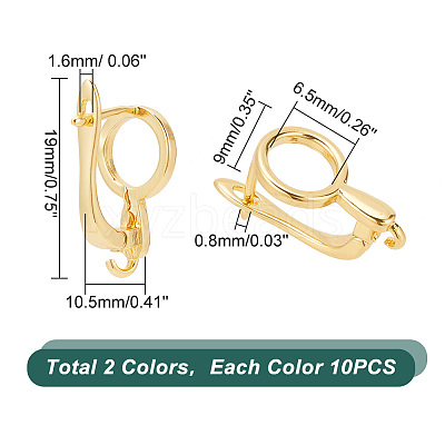 20Pcs 2 Colors Brass Huggie Hoop Earring Findings KK-AR0003-04-1