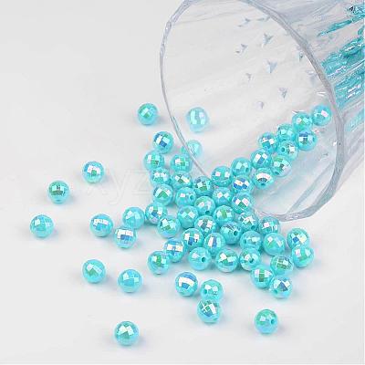 Faceted Colorful Eco-Friendly Poly Styrene Acrylic Round Beads SACR-K001-8mm-62-1