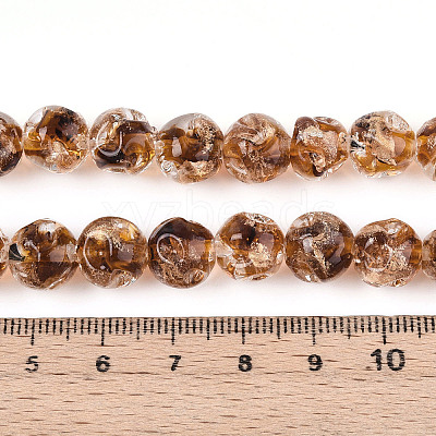 Handmade Gold Foil Glass Beads Strands FOIL-N029-04D-1