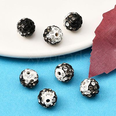 Two-Tone Color Handmade Polymer Clay Disco Ball Beads RB-R041-07-1