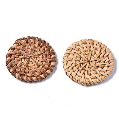 Handmade Reed Cane/Rattan Woven Beads WOVE-Q075-04-1