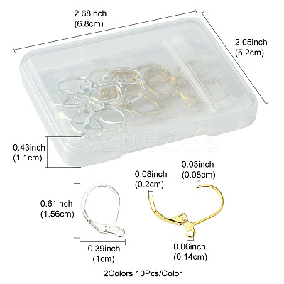 20Pcs 2 Colors Brass Leverback Earring Findings KK-FS0001-47-1