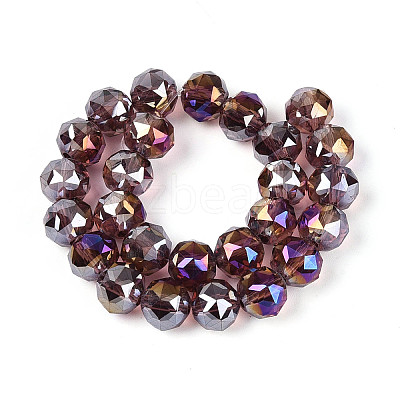AB Color Plated Transparent Glass Round Beads Strands EGLA-T029-8mm-12T-06-1