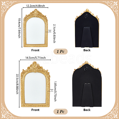 2Pcs 2 Styles Arch Shape Resin & Velvet Photo Frame Necklace Display Stands NDIS-GW0001-01-1