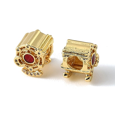 Brass Micro Pave Clear Cubic Zirconia European Beads CU-CBA9CBD-05G-1