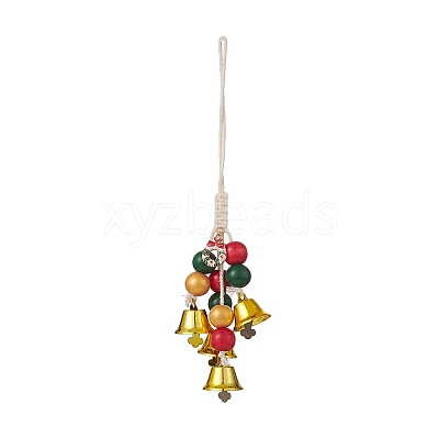 Christmas Theme Schima Wood Beaded Pendant Decorations HJEW-JM00925-1