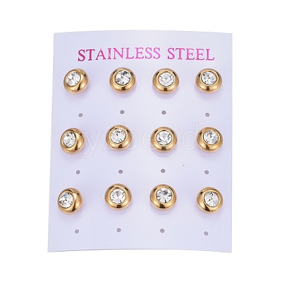Ion Plating(IP) 304 Stainless Steel Stud Earrings EJEW-L251-A01-G-1