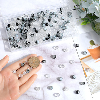 300Pcs 5 Colors Transparent Glass Beads GLAA-SC0002-42B-1