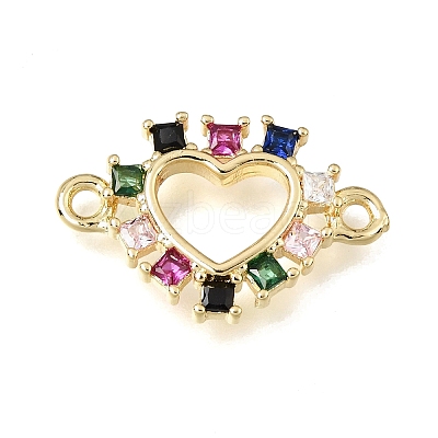 Brass Pave Cubic Zirconia Connector Charms KK-E802-15-1