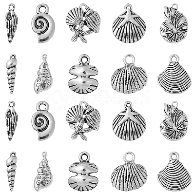 50Pcs 10 Style Tibetan Style Alloy Pendants TIBEP-CJ0003-46-1