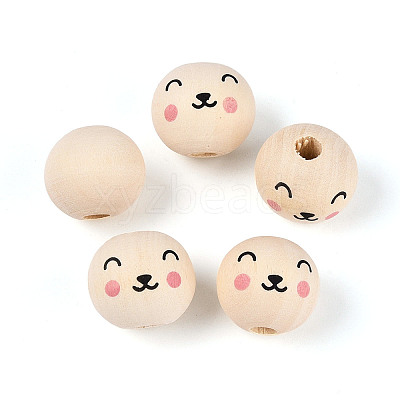 Printed Schima Wood Beads WOOD-T033-02G-1