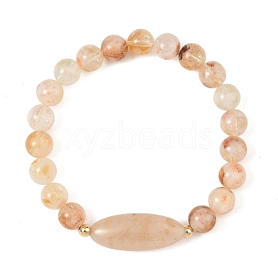Natural Mixed Stone Round and Oval Beaded Stretch Bracelets BJEW-JB14485-1