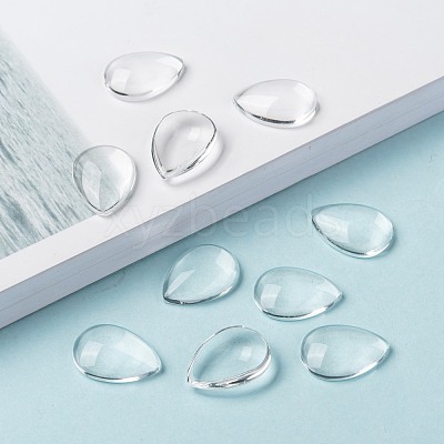 Transparent Teardrop Glass Cabochons GGLA-R024-18x13-1