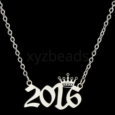 Crown Birth Year 201 Stainless Steel Pendant Necklaces for Women FS-WG4E8F2-77-1