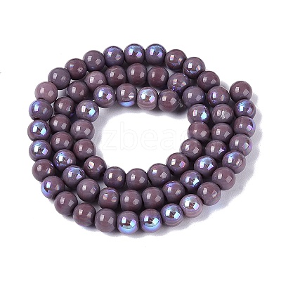 Electroplate Opaque Glass Beads Strands EGLA-Q132-6MM-01C-19-1