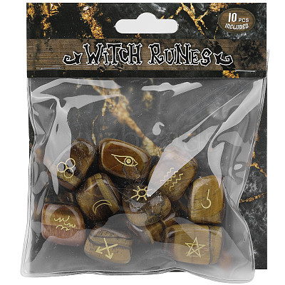 Natural Tiger Eye Rune Stones WG37990-19-1