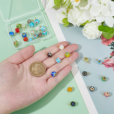 30Pcs Millefiori Glass Charms PALLOY-PH01855-1