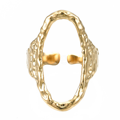 304 Stainless Steel Oval Open Cuff Ring RJEW-T023-91G-1