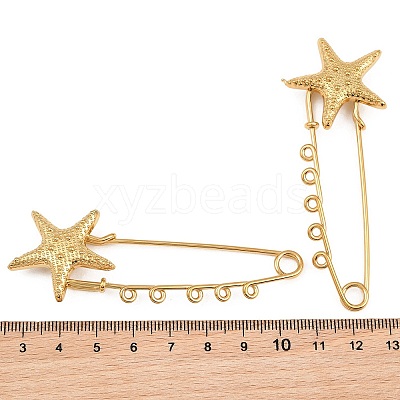 Starfish 304 Stainless Steel Safety Pins Brooch Findings SA-CBA098D-16B-G05-1