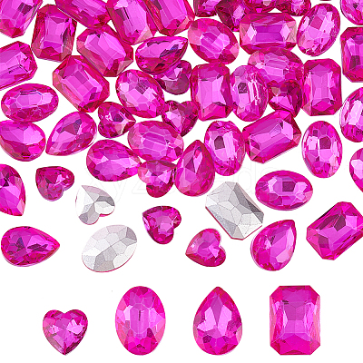 64Pcs 4 Style Glass Rhinestone Cabochons RGLA-FG0001-12-1