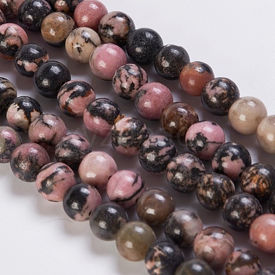 Natural Rhodonite Beads Strands G-K254-04-8mm-1