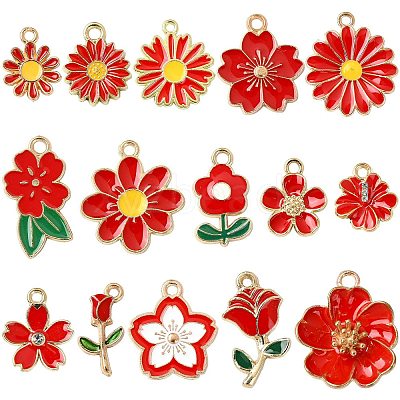 60Pcs 15 Styles Alloy Enamel Pendants ENAM-CJ0006-46-1