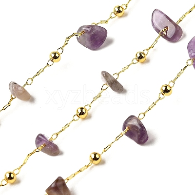 Handmade Natural Amethyst Chip Beaded Chains CHC-F020-09G-10-1