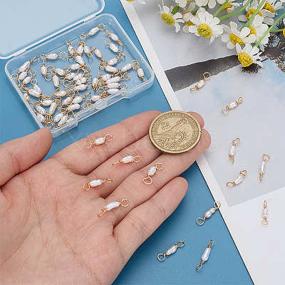 60Pcs Natural Cultured Freshwater Pearl Connector Charms PALLOY-ME00014-1