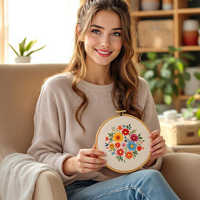 Plastic Imitation Bamboo Cross Stitch Embroidery Hoops TOOL-TADJ0001-03C-1