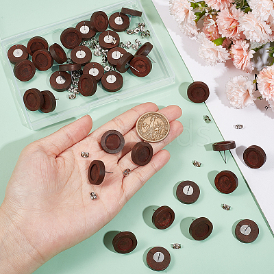 40Pcs Wooden Stud Earring Findings FIND-SC0008-96B-1