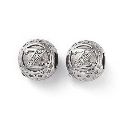 304 Stainless Steel Rhinestone European Beads STAS-A092-10Z-P-1