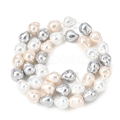 Electroplated Glass Shell Pearl Beads Strands BSHE-B009-D03-01-1