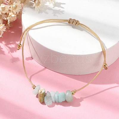 Natural Amazonite Chips Braided Bead Bracelets BJEW-JB09851-05-1