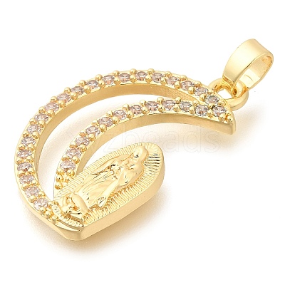 Brass Micro Pave Cubic Zirconia Pendants KK-S049-20G-01-1