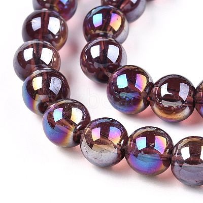 Electroplate Transparent Glass Beads Strands GLAA-T032-T8mm-AB19-1