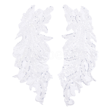 Leaf Polyester Embroidery Lace Appliques DIY-FG0003-90A-1