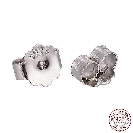 Rhodium Plated 925 Sterling Silver Friction Ear Nuts STER-L063-09P-1