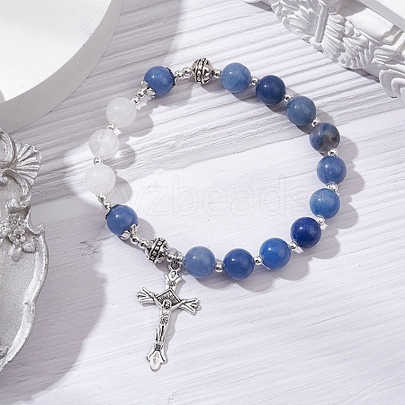 Natural Blue Aventurine Beaded Bracelets BJEW-TA00564-02-1