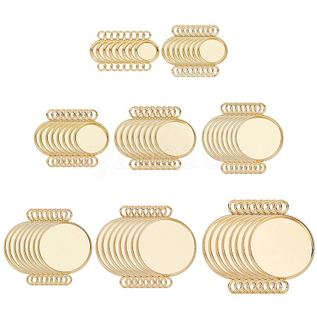 64Pcs 8 Styles 304 Stainless Steel Cabochon Connector Settings STAS-HY0001-86G-1