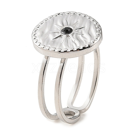 304 Stainless Steel Open Cuff Ring for Women RJEW-F166-07P-02-1